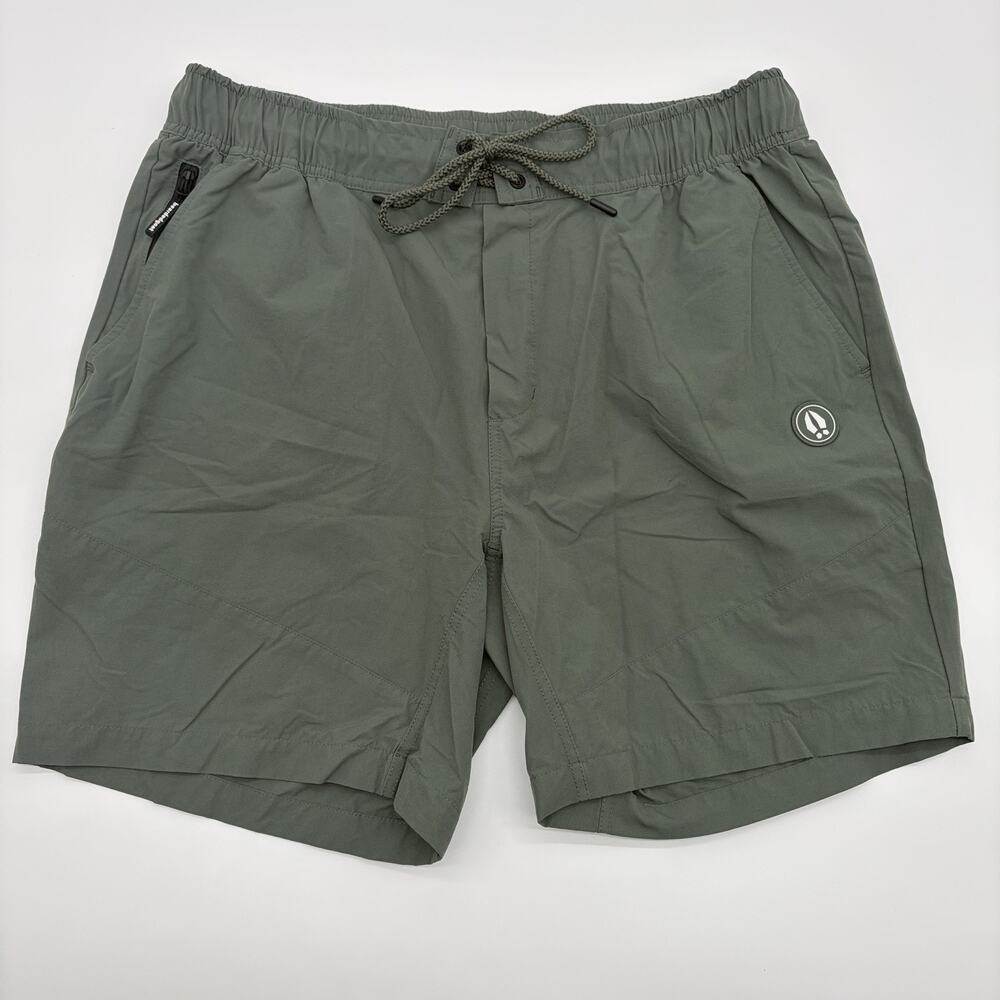 Men's Size XL Bearded Goat GREEN Shorts Pull On Drawstring Beach Wake Surf Trail